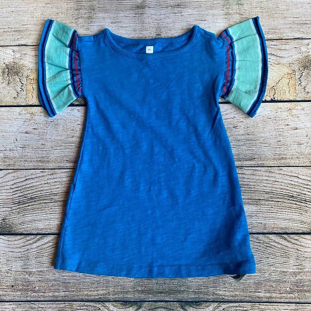 Tea Collection Girls Dress with Ruffle Sleeves sz2